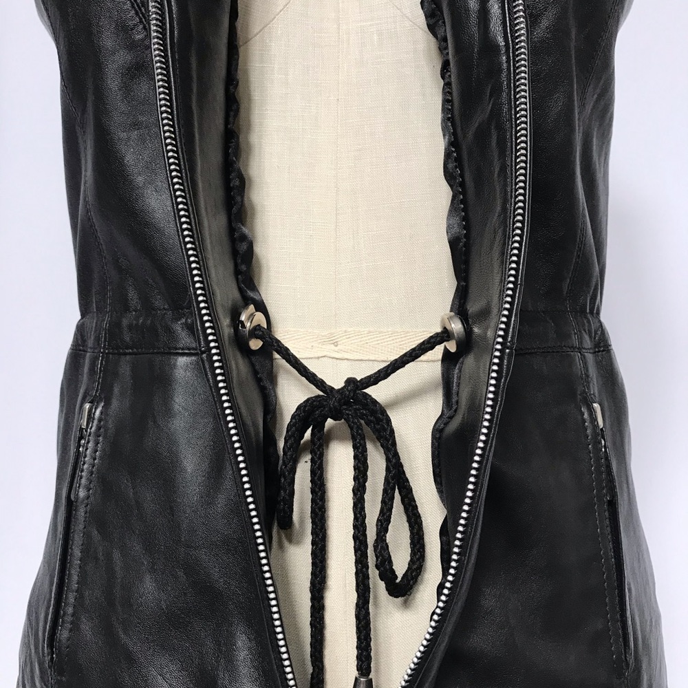 Vintage 90’s Black Leather Vest - Picture 5 of 8